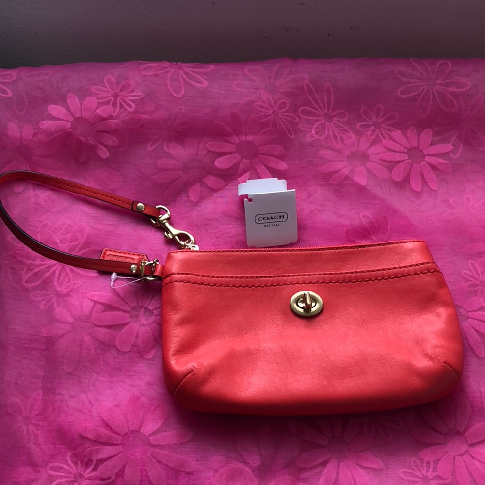 Coach Campbell turn lock medium wristlet.